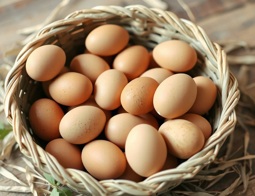 Bask of fresh pasture-raised eggs