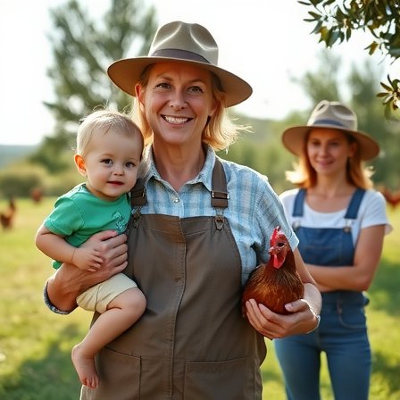Maria Playvornx with family on the farm