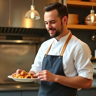 Local chef Luis R. in kitchen
